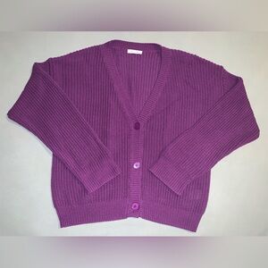 Kettlewell (UK) Elegant Purple Women's Cardigan Sweater in Organic Cotton